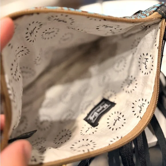 Myra Black and Turquoise Leather Hairon Crossbody- Used - Picture 4 of 5